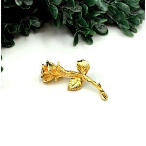 Vintage Style Gold-Tone Rose Brooch